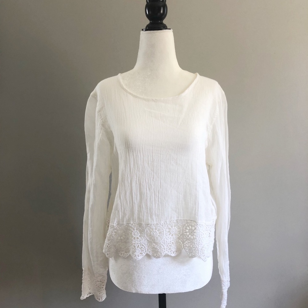 White Lace And Linen Kismet Top
